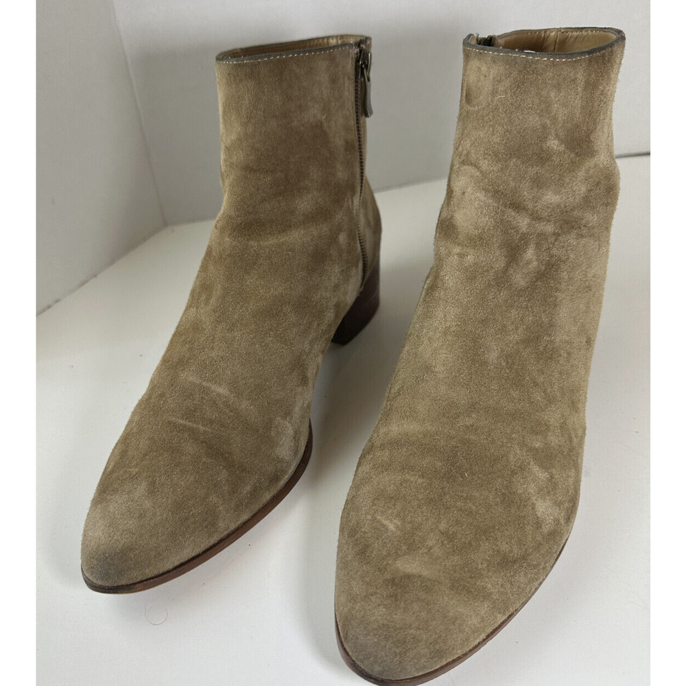 J. Crew Walker Suede Tan Booties Side Zip Ankle Boots AA520 Women's Shoe Size 10 - Picture 3 of 11